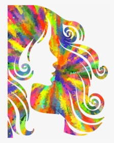 Low Poly Splash Of Color Female Hair Profile Silhouette - Low Poly Splash Color, HD Png Download, Transparent PNG