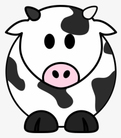 Milk Cow, Cow, Cattle, Black, White, Moo, Cartoon, - Cow Black And White Easy, HD Png Download, Transparent PNG