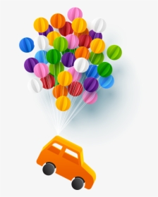 Graphic Of Car With Balloons - Car With Balloons Png, Transparent Png, Transparent PNG
