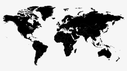 World Map Png Silhouette - World Map Clipart Black And White, Transparent Png, Transparent PNG