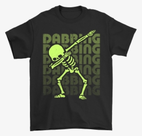 Dabbing Skeleton Yellow Green Fake Glow Effect Halloween - Halloween Skeleton, HD Png Download, Transparent PNG