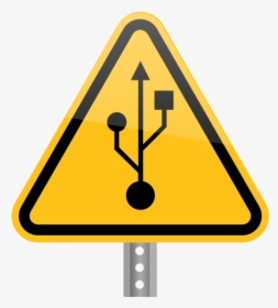 Road Warning Sign With Usb Symbol Svg - Usb Symbol, HD Png Download, Transparent PNG