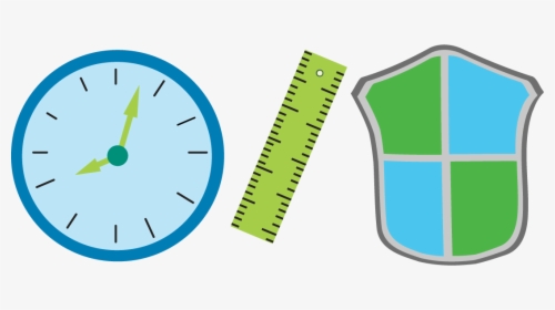 This Image Shows A Clock, A Ruler, And A Shield In, HD Png Download, Transparent PNG