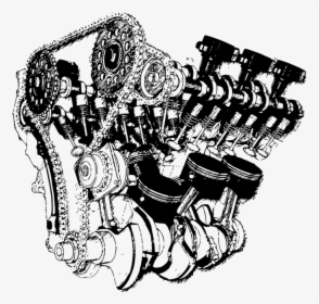 Isolated, Transparent, Plan, Engine, Car, Internal - Car Engine Part Black And White, HD Png Download, Transparent PNG