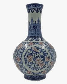 Chinese Iron Red, Blue And White Bottle Vase   Class - Blue And White Porcelain, HD Png Download, Transparent PNG
