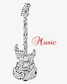 Guitar Made Out Of Music Notes, HD Png Download, Transparent PNG
