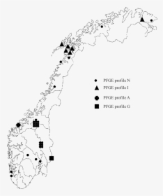 Map Of Norway With Plots Showing The Spatial Distribution - Illustration, HD Png Download, Transparent PNG