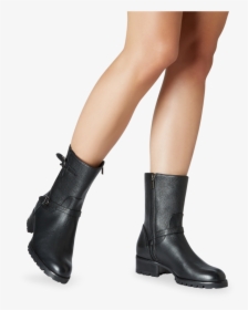 Black Grained Leather - Knee-high Boot, HD Png Download, Transparent PNG