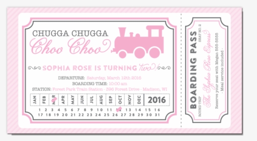 Train Ticket Pink Gray, HD Png Download, Transparent PNG