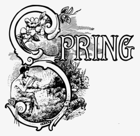 Clipart Spring Text - Spring Season Black And White, HD Png Download, Transparent PNG