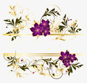 Colorful Floral Vector Png Clipart , Png Download - Purple And Gold Flower Border, Transparent Png, Transparent PNG