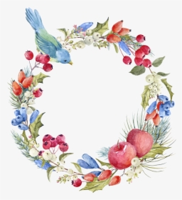 Flower Wreath Png - Зимний Венок Акварель, Transparent Png, Transparent PNG