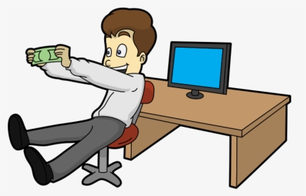 Cartoon Working On A Computer Happy, HD Png Download, Transparent PNG