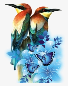 #mq #birds #parrots #flying #flowers - Flower And Blue Butterfly Png, Transparent Png, Transparent PNG