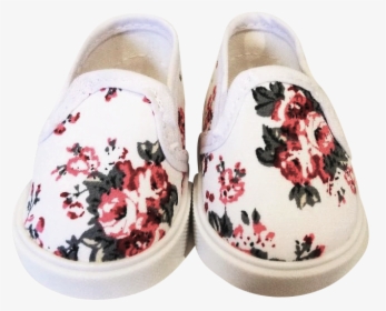 Quality White Canvas Floral Slip-on Sneakers Shoes, HD Png Download, Transparent PNG