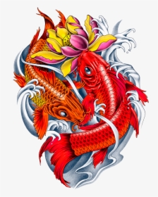 Twin Koi Fish Tattoo, HD Png Download, Transparent PNG