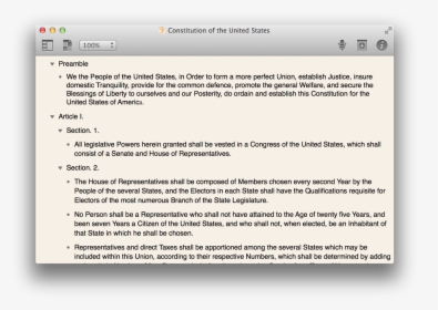 An Omni Outliner Document Containing The Constitution, HD Png Download, Transparent PNG