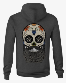 Skull Zip Up Hoodie Bearded Skull Tattoo Hooded Sweatshirt, HD Png Download, Transparent PNG