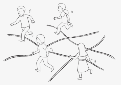 Group Of People Traversing An Area Of Ropes Laying, HD Png Download, Transparent PNG