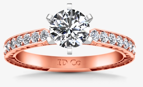 Pave Engagement Ring Arabesque 14k Rose Gold - Engagement Ring, HD Png Download, Transparent PNG