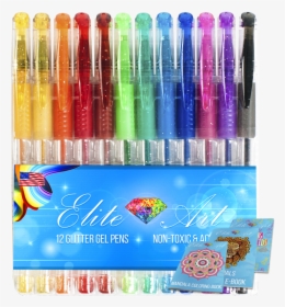 12 Glitter Gel Pens Etiquette - Plastic, HD Png Download, Transparent PNG