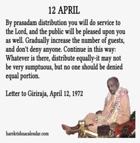Srila Prabhupada Quotes For Month April - Prabhupada Quotes On Prasadam, HD Png Download, Transparent PNG