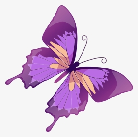 Purple Butterfly Clip Art - Purple Butterfly And Flower Clipart, HD Png Download, Transparent PNG