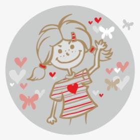 Girl And Flying Hearts - Clip Art, HD Png Download, Transparent PNG