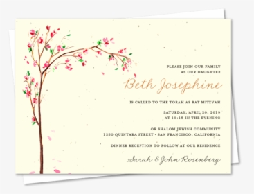 Unique Bat Mitzvah Invitations ~ Cherry Blossoms - Civil Marriage Wedding Invite, HD Png Download, Transparent PNG
