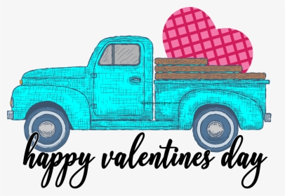 Valentine Clipart Truck - Happy Valentines Day Truck, HD Png Download, Transparent PNG