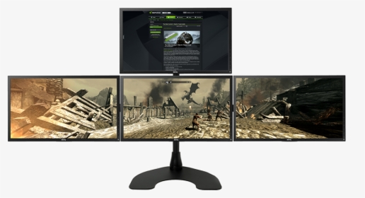 Wide-screen Pc Gaming Monitor Mounting Setup By Ergotech - 3 1 Monitor Stand, HD Png Download, Transparent PNG