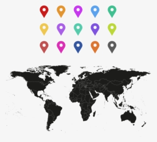 World Map Vector Png - Black Map Of World Transparent Background, Png Download, Transparent PNG