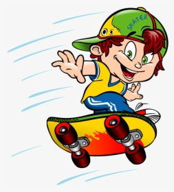 Personajes, Ilustración, Persona, Persona, Gente Clipart - Boy On Skateboard Clipart, HD Png Download, Transparent PNG