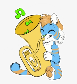 A Tuba Playing Tiger - Cartoon, HD Png Download, Transparent PNG