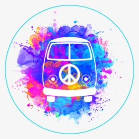 Peace And Love Watercolor Hippie Van Splatter Sticker - Creative Raksha Bandhan Invitation, HD Png Download, Transparent PNG
