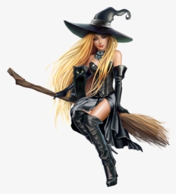 Happy Halloween Witch And Cat, HD Png Download, Transparent PNG