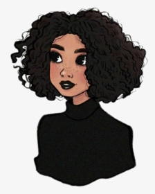 Girl Draw Black Curlyhair - Curly Hair Girl Drawing, HD Png Download, Transparent PNG