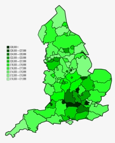 Map Of Nuts 3 Areas In England By Gva Per Capita - Gdp Per Capita Uk Map, HD Png Download, Transparent PNG
