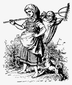 Haymaker - Clipart Female Farmer Black And White, HD Png Download, Transparent PNG