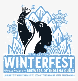 Winterfest Logo Featuring A Penguin Holding A Glass - Poster, HD Png Download, Transparent PNG