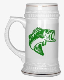 Largemouth Bass Beer Stein 22oz With Gold Trim - Black And White Bass Fish, HD Png Download, Transparent PNG