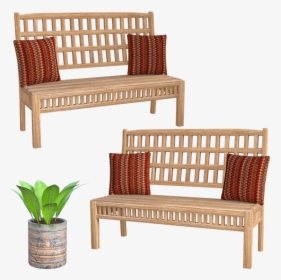 Porch Furniture, 3d, Render, Wooden, Pillows - Bench, HD Png Download, Transparent PNG