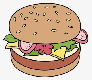 How To Draw Burger - Burger Drawing Easy, HD Png Download, Transparent PNG