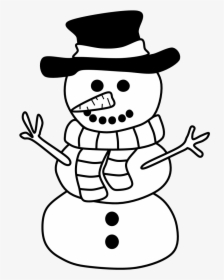 Snowman, Hat, Scarf, Black And White - Snowman, HD Png Download, Transparent PNG