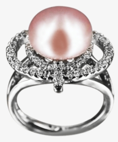Diamond And Pink Pearl Engagement Ring, HD Png Download, Transparent PNG
