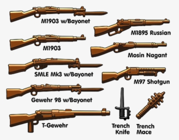 Brickarms Ww1 Trench Pack - Ww1 Weapons, HD Png Download, Transparent PNG