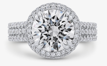 18k White Gold Round Cut Diamond Engagement Ring - Vintage Engagement Rings, HD Png Download, Transparent PNG