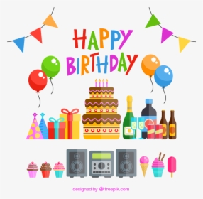 Happy Birthday Deco - Birthday Party Vector Png, Transparent Png, Transparent PNG