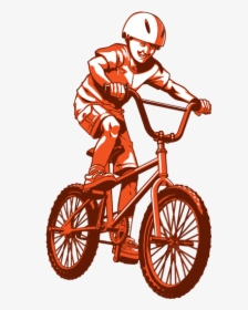 Kid Riding On His Bmx Bike - Hybrid Bicycle, HD Png Download, Transparent PNG