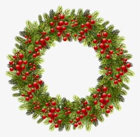 Pine Garland Cliparts - Christmas Wreath Png Holly, Transparent Png, Transparent PNG